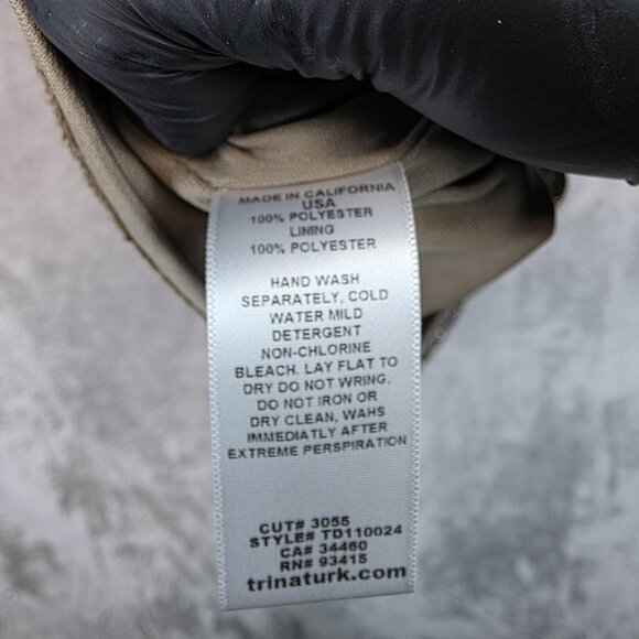 Trina Turk Dress Womens 10 Gold Sequin Blouson V Neck Dolman Sleeve Short Party - Picture 7 of 13